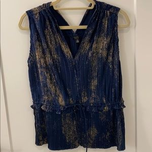 Current Air Blue & Gold Metallic top (M)